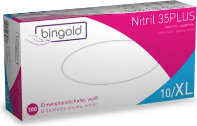Produktbild von Bingold Nitril 35Plus weiß Gr. XL 100 Stück