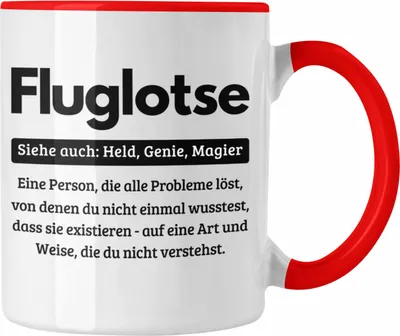 Produktbild von Trendation - Fluglotse Tasse Geschenk Spruch für Fluglotsen Geschenkidee Kaffee-Becher (Rot)