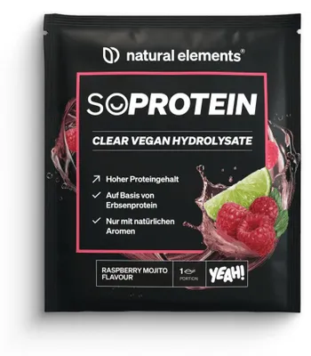 Produktbild von SoProtein Clear Vegan Hydrolysate - 20 g Pulver_für 1 Portion / Raspberry Mojito