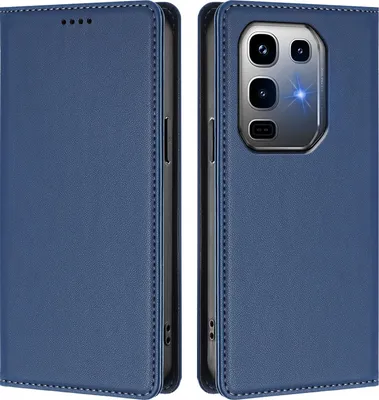 Image de Etui en cuir pour Infinix Note 50 Pro+ 5G, étui magnétique en cuirPolyuréthaneavec support Bleu foncé