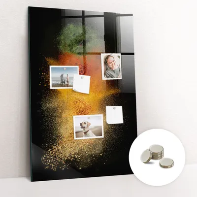 Obrázek produktu pro Magnetická Tabule na Zeď Skleněná - Memo Board Kleněnou Přední Stranou - 5 magnetů v balení - 60x90 cm - Exploze koření