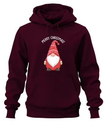 Zdjęcie produktu dla Wesołych Świąt! Świąteczna bluza z kapturem Uni  Gnome Christmas Snowflakes, bordowy, XXL