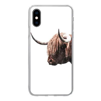 Produktbild von MuchoWow® Handyhülle Schutzhülle Hülle für iPhone X Schottischer Highlander - Hoorn - Porträt Silikon Softcase Handy Hülle - Handyhülle