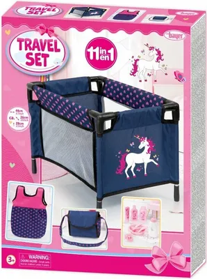 Produktbild von Bayer Design 61754AC Puppenbett, Puppenschlafsack, Tasche, Puppenzubehör, Spielset für Babypuppen