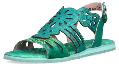 Produktbild von Laura Vita Damen Sandale aus Leder mit Hochfront und Cut-Outs Feclicieo 34, Größe:38 EU, Farbe:Türkis