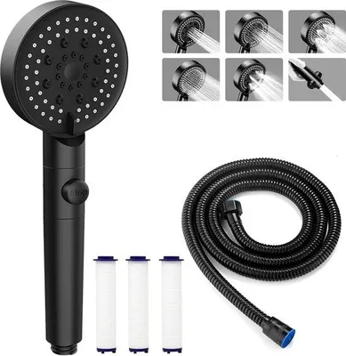 Produktbild von Famanu Handbrause mit 6 Strahlarten und Filter - 1,5 m Schlauch
