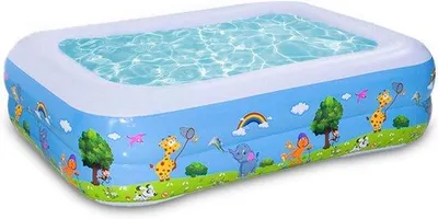 Produktbild von Famanu Aufblasbares Kinderbecken mit 3 Ringen - Tragbares Babybad für den Sommer