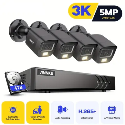 Image de Caméra de surveillance - Surveillance par caméra - Caméra extérieure - Caméra de sécurité - Sans fil - 4 caméras HD 3K