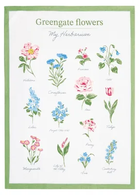 Produktbild von Greengate Agnes Geschirrtuch bedruckt white 70x50cm