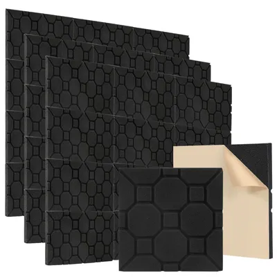 Obrázek produktu pro ISOISL 72 kusů akustických panelů z pěny, akustická pěna, podložky 30 x 30 x 2,5 cm, zvukotěsné panely pro efektivní izolaci, pěnové dlaždice s kostkovým profilem, barva černá