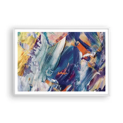 Produktbild von Gerahmtes Poster - Weißer Rahmen - Die Farben Farbe Abstraktion - 100x70 cm - Wand Bild - Wanddeko - Wandbilder - Kunstposter - Wandposter - Bilderrahmen - Bilder - Kunstdruck - P2WAA100x70-5113
