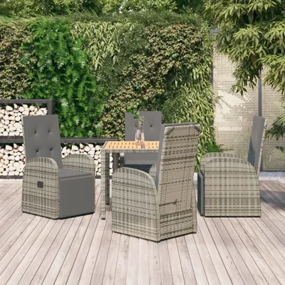 Produktbild von 5-tlg. Garten-Essgruppe mit Kissen Grau Poly Rattan , Gartenstühle Design 2024