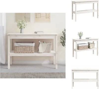 Obrázok produktu pre vidaXL Konzolový stolík biely 110x40x75 cm z masívneho borovicového dreva - Príručné stolíky