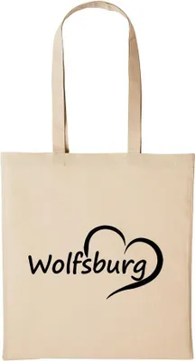 Produktbild von Huuraa Baumwollbeutel Wolfsburg Geschenk Einkaufstasche Natural 10 Liter Baumwolle Wolfsburg Accessoire