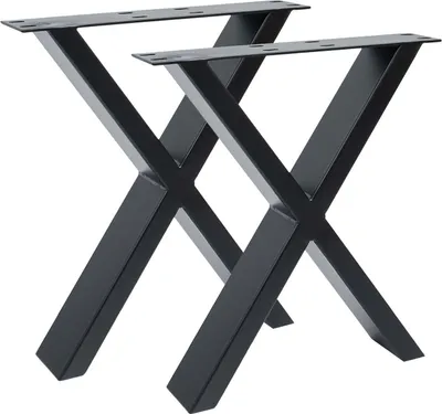 Immagine prodotto di Natural Goods Berlin Mobili X-FORM, guide per tavolo, gambe per tavolo, struttura per tavolo, tavolo da pranzo, panca, tavolino, nero, L40xH42 cm, 2 pezzi