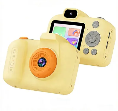 Produktbild von ZELURXX AI Kinderkamera, Objekterkennung, Sprachbild Funktion, Lern- und Spielkamera, ideales Geschenk für Kinder, fördert Kreativität und Lernen, Gelb