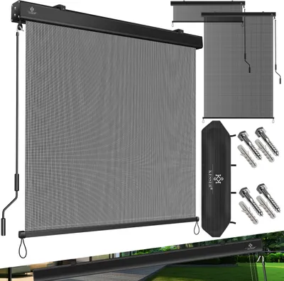 Produktbild von KESSER® Senkrechtmarkise Außenrollo Handkurbelmechanismus Balkonrollo Sonnen & Sichtschutz Beschattung Sonnenschutz Außen Rollo mit Kurbel Markisenkasten Balkon & Terrasse Inkl. Montageset & Abdeckung