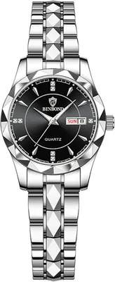 Produktbild von Watch Für Damen, 3ATM Wasserdicht Kalender diamantförmiges Analoge Quarz Paaruhren Damenuhren Edelstahlarmband Uhr mit leuchtende Zeiger