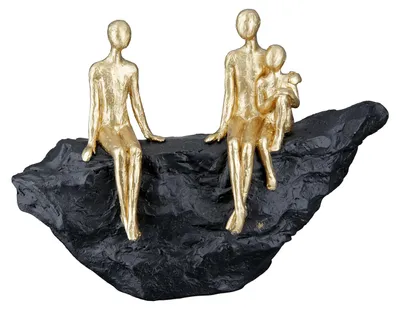 Zdjęcie produktu dla Gilde Skulptura "Rodzina", żywica syntetyczna, czarna, złota, zestaw 2 sztuk, długość: 6,5 cm, szerokość: 24 cm, wysokość: 16,5 cm, numer katalogowy: 37458, kod produktu: 4063387374580