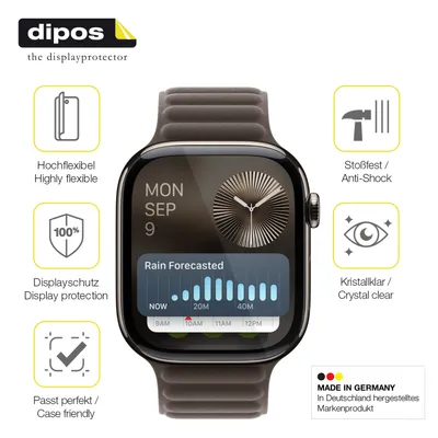 Produktbild von 2x Schutzfolie für Apple Watch SE 3 44mm Folie, 100% Displayabdeckung, dipos Flex