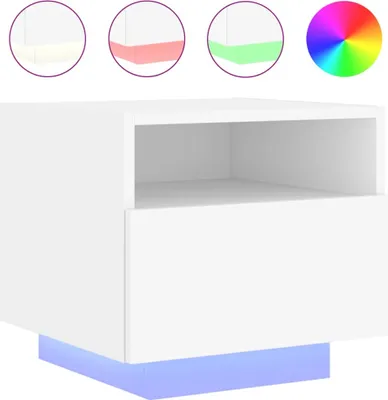 Obrázek produktu pro Noční stolek s LED osvětlením bílý 40 x 39 x 37 cm