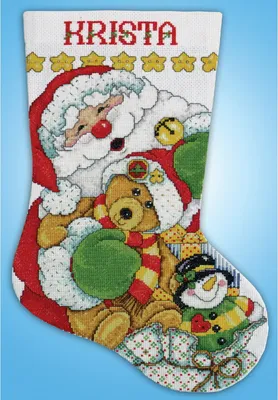 Obrázek produktu pro Výšivky křížem vyšívané sadou "Vánoční punčocha", počítaný vzor, 43x30cm