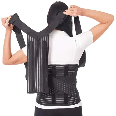 Image de Correcteur de posture et ceinture de soutien lombaire 2 en 1, respirant, réglable, taille X-Large, pour le soutien du dos