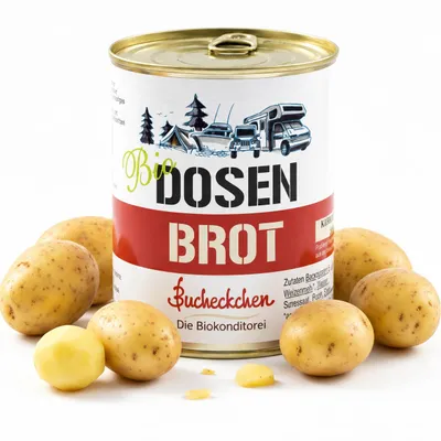 Immagine prodotto di Pane biologico a base di patate, 6 confezioni da 400g, prodotto vegano, conservabile per 5 anni, ideale per campeggio, attività all'aperto e situazioni di emergenza. biologico tedesco: DE-ÖKO-001, Immagine generata dall'IA