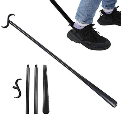 Obrázek produktu pro Pomůcka pro snadné oblékání, rozsah 30 cm - 90 cm - Odnímatelná lžíce na obouvání - Pomůcky pro snadné oblékání - Vhodné pro ponožky, košile, kalhoty - Přenosné - Kovový S-tvarový hák - Pomůcka pro oblékání