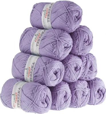 Produktbild von 10 x 50g Strickgarn Terezka 100% Baumwolle Baumwollgarn Häkelgarn, Farbe:helllila