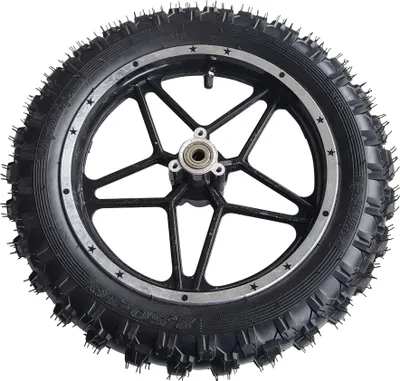 Productafbeelding van Voorwiel 2.50-10, velg, band, binnenband, dirt bike, motocross, crossband, zwart