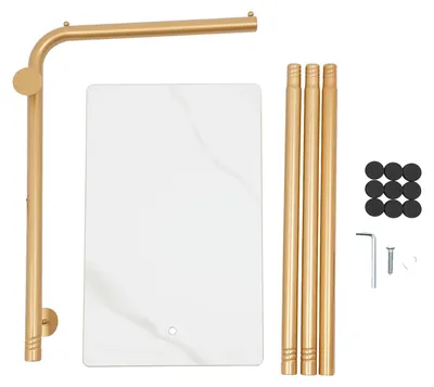 Imagen del producto de Perchero, diseño en forma de L, con 3 ganchos, color dorado
