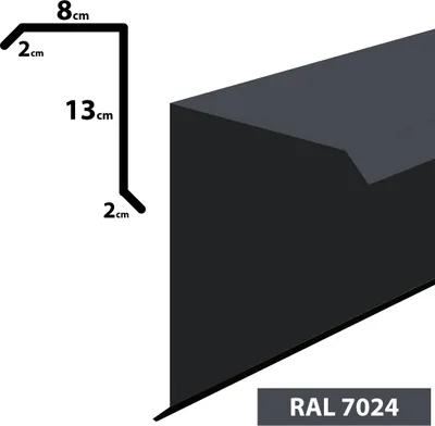 Produktbild von 2m Ortgangblech I Ortblech Windblech pulverbeschichtetes 0,5 Zuschnitt 250mm (20x80x130x20) RAL-7024 Grau