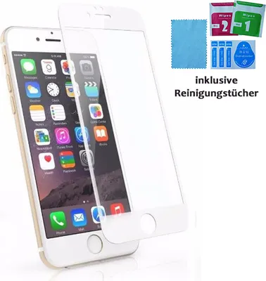 Produktbild von Panzer Schutzfolie / Display-Schutzglas 9H für iPhone 6/6S weiß SINTECH© Premium - Qualität