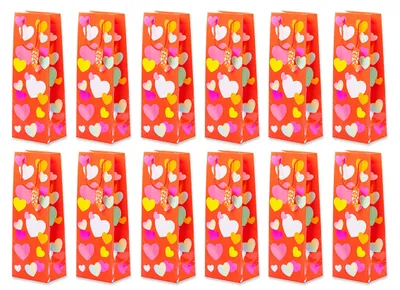 Produktbild von hausleben Flaschentüte Geschenktüten 12 Stück mit Herzen Motiv, Geburtstagsgeschenk, Tüten für Flaschen als Geschenk zu besonderen Anlässen