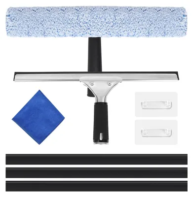 Produktbild von Fensterreiniger Set - 8-teiliges Kombi-Set mit Mikrofaser-Fensterwischer und Fensterabzieher - für Bad Dusche Fenster Glas Spiegel und Auto