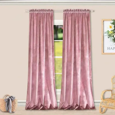 Produktbild von Verdunkelnder Samt Vorhang in Rosa, 250 cm lang und 140 cm breit, mit Band