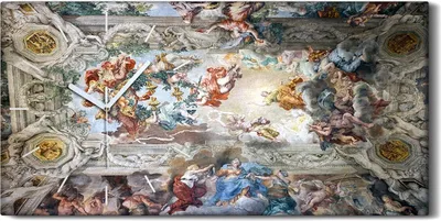 Produktbild von Dekor Leinwand Uhr Wandbilder Quarz 60x30 Deckenfresko Italien Palastarchitektur - weiße Hände