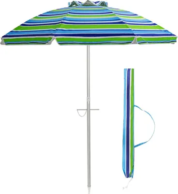 Zdjęcie produktu dla KOMFOTTEU parasol plażowy 200 cm, parasol ogrodowy z ochroną przeciwsłoneczną UV50+, składany i lekki parasol plażowy, parasol balkonowy z torbą do przenoszenia, parasol tarasowy na kemping na zewnątrz