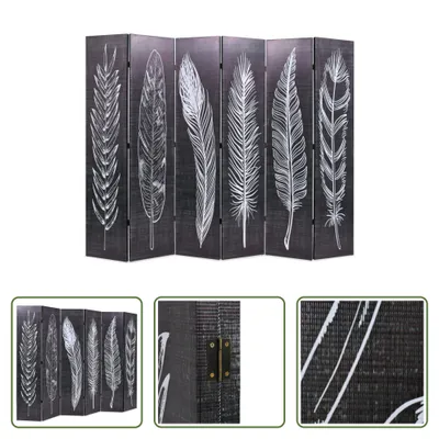 Produktbild von The Living Store Raumteiler klappbar 228 x 170 cm Federn Schwarz-Weiß
