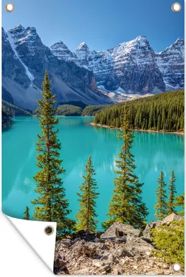 Produktbild von MuchoWow® 40x60 cm Outdoor-Poster Gartendeko Sichtschutz Garten Poster für den Garten  Der kanadische Moraine Lake am Nachmittag im Banff National Park