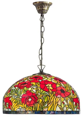 Obrázek produktu pro Stropní svítidlo Casa Padrino Tiffany, barevné, ve stylu secese, ručně vyrobená skleněná lampa, vícebarevná, průměr 50 cm, výška 95 cm