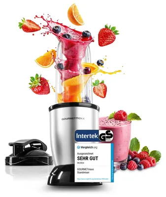 Productafbeelding van Gourmetmaxx 11003, Staande mixer, Zwart, Zilver, Mengen, Mengen, 1 meter, 22000 omwentelingen per minuut, 0,7 liter
