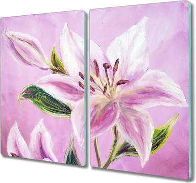Produktbild von Coloray Küchenbrett Kochplattenabdeckung Hackbrett Schneidebrett Herdabdeckplatte 2x30x52 cm - Blumen Pflanzen Blätter