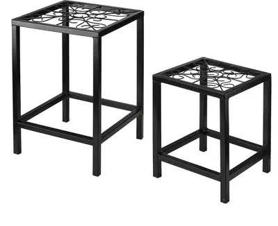 Produktbild von Pflanzenhocker 2-teilig - Metall Blumenhocker in 38 und 28 cm