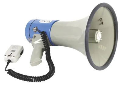 Produktbild von Megaphon Lautsprecher Handmegaphon - 25 W - Abnehmbares Mikrofon - Sirene und Pfeifton - Bereich 500 m