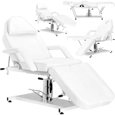 Productafbeelding van Hydraulische cosmetische draaistoel, spa-bed, ligbed voor schoonheidssalon, wit.