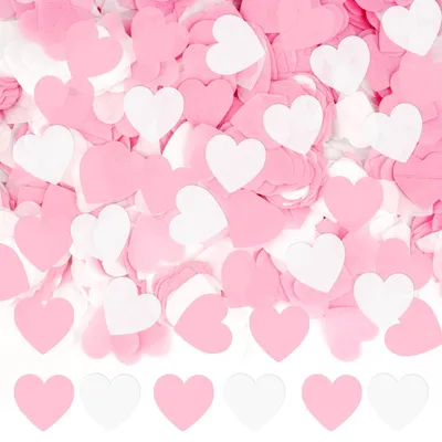 Productafbeelding van 8000 stuks hartjesconfetti in roze en wit