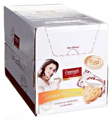 Zdjęcie produktu dla Coppenrath Cookie Hearts Caramel pakowane pojedynczo 200 sztuk po 5 g każda
