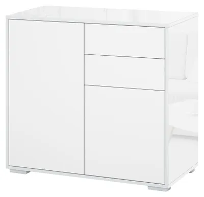 Immagine prodotto di Comò bianco con due cassetti, ante e ripiani per l'archiviazione